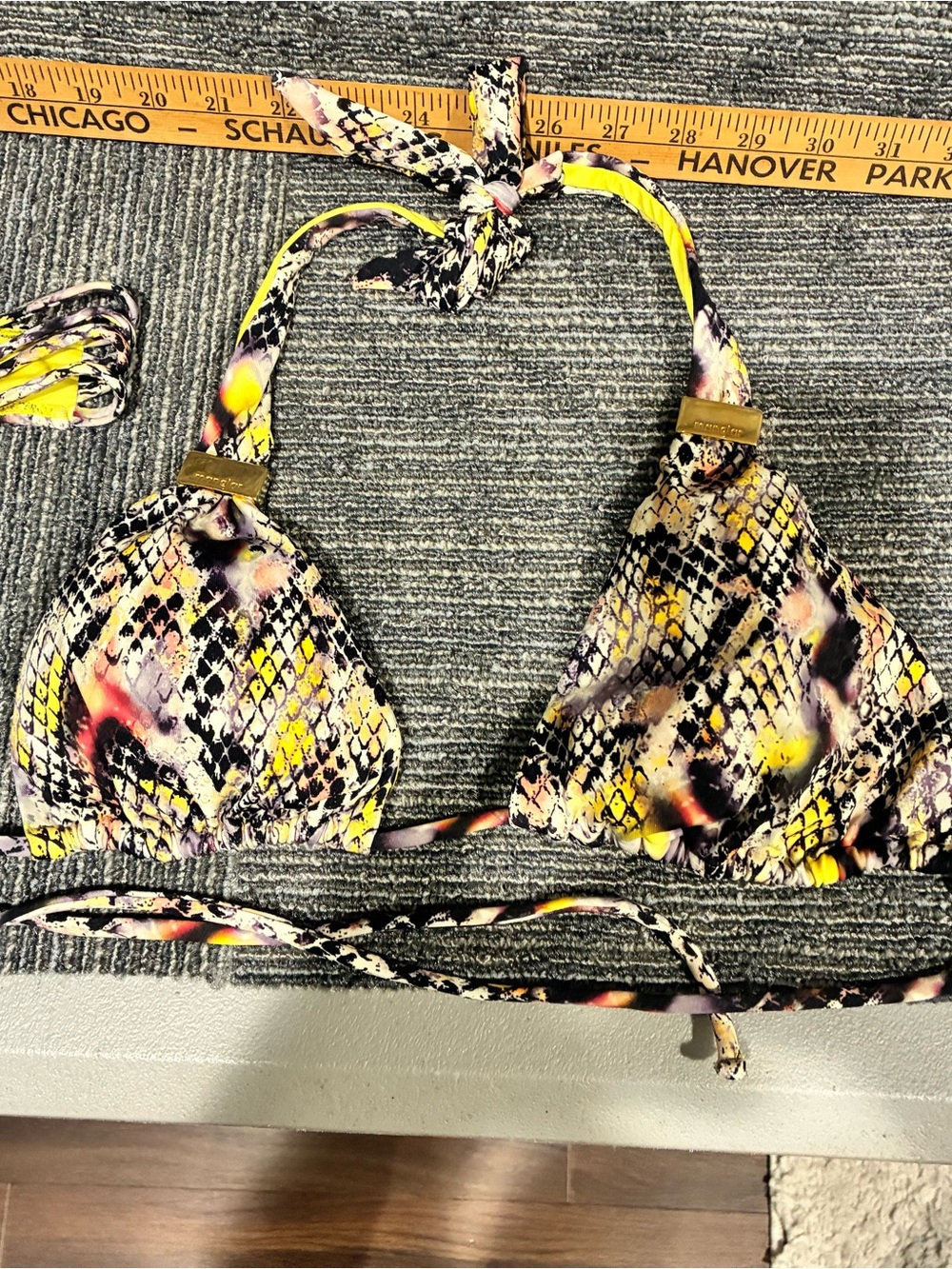 Mangler Swimware from Brazil Women’s Yellow Snake-Print Bikini Sz Bottom M,Top L